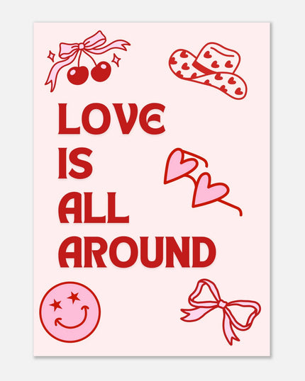 póster retro love is all around san valentín BeaPrints