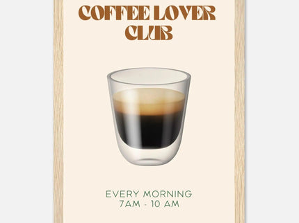 Póster Coffee Club Espresso Club en marco de madera