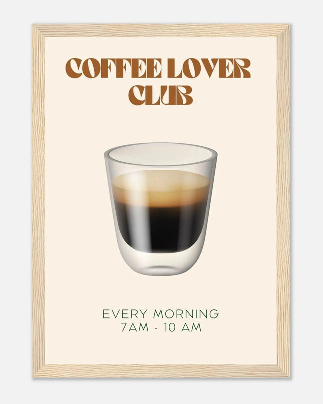 Póster Coffee Club Espresso Club en marco de madera